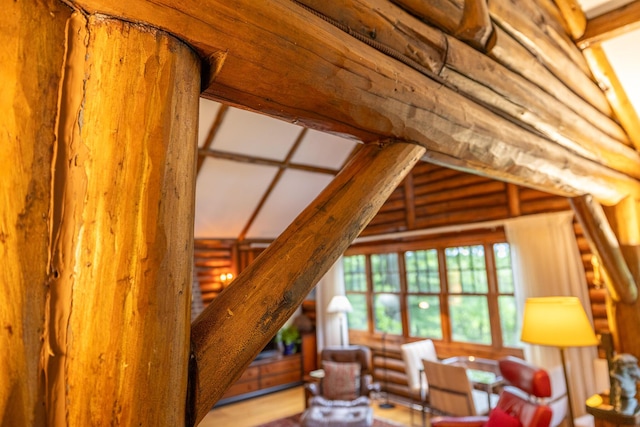 5436 Strawberry Lake Rd, Whitmore Lake, MI 48189 - living room with rustic walls and lofted ceiling