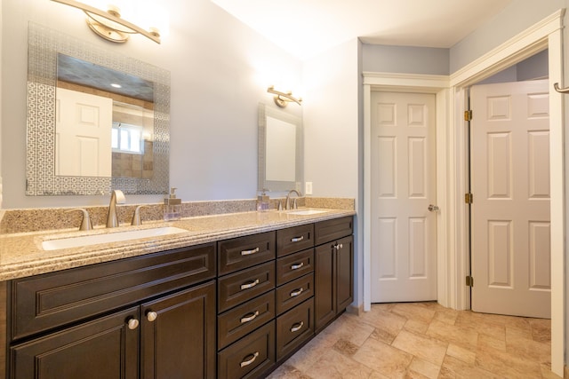 1050 Long Leaf Ct, Brighton, MI 48116 - full bath with double vanity, stone finish floors, and a tile shower