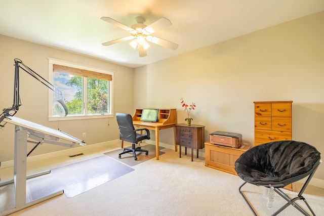1050 Long Leaf Ct, Brighton, MI 48116 - office featuring carpet floors, ceiling fan, and baseboards