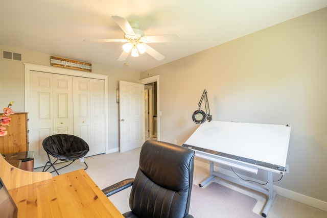 1050 Long Leaf Ct, Brighton, MI 48116 - carpeted office featuring baseboards and ceiling fan