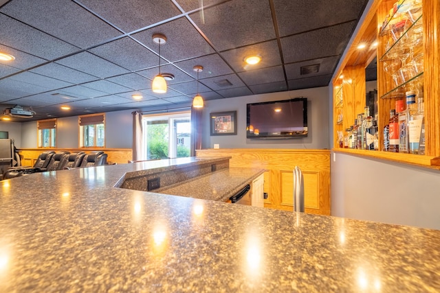 1050 Long Leaf Ct, Brighton, MI 48116 - bar area with a paneled ceiling, dishwasher, and decorative light fixtures
