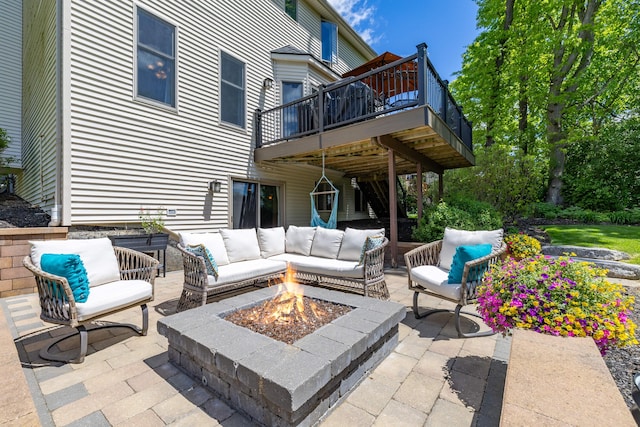 1050 Long Leaf Ct, Brighton, MI 48116 - view of patio / terrace with an outdoor living space with a fire pit and a deck