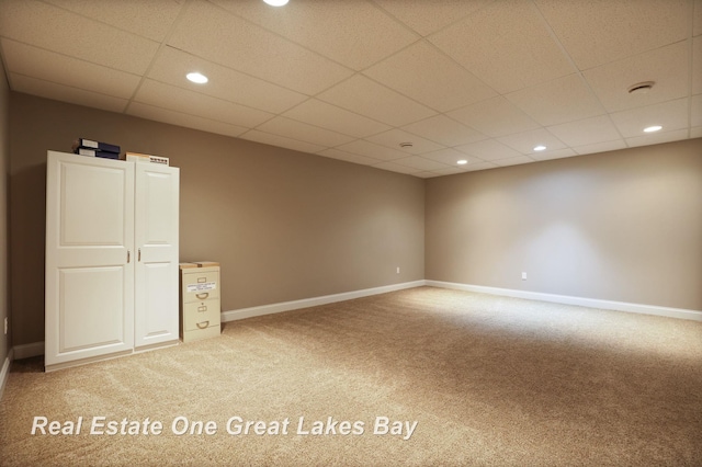 32 Tuscany Cir, Saginaw, MI 48603 - empty room featuring light colored carpet, recessed lighting, and a drop ceiling