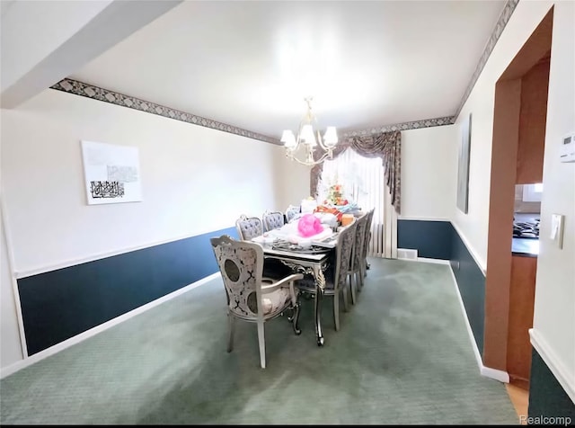 31929 Cambridge Dr, Clinton Township, MI 48093 - dining room with a chandelier, carpet flooring, and baseboards