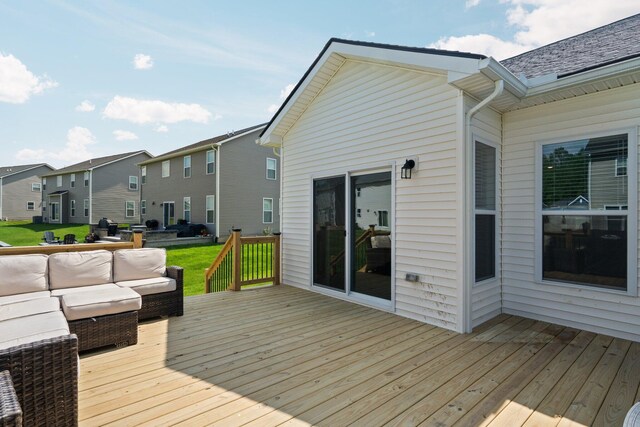 2771 Silo Dr, Saline, MI 48176 - deck featuring an outdoor hangout area, a residential view, and a yard