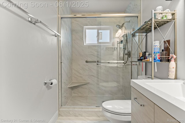 5908 Gilman St, Garden City, MI 48135 - bathroom featuring toilet, vanity, and a stall shower