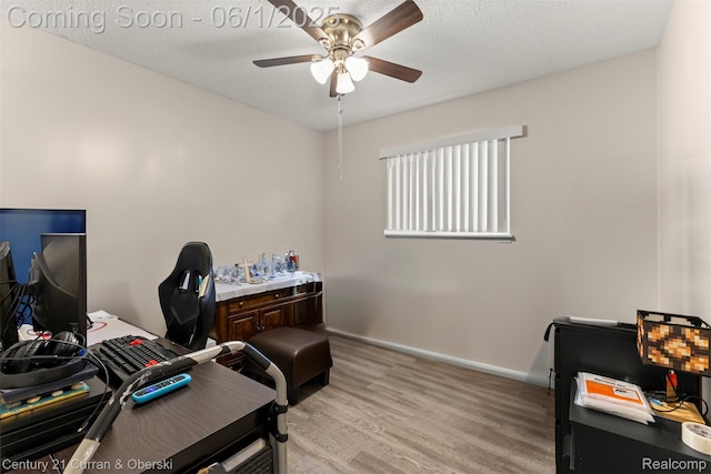 5908 Gilman St, Garden City, MI 48135 - office area with ceiling fan, light wood-style floors, and baseboards