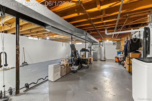 5908 Gilman St, Garden City, MI 48135 - unfinished basement featuring washer / clothes dryer, water heater, and heating unit