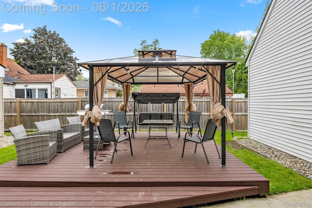 5908 Gilman St, Garden City, MI 48135 - deck featuring a gazebo and a fenced backyard
