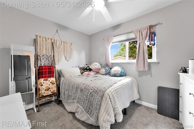 26242 Audrey Ave, Warren, MI 48091 - bedroom with carpet floors, a ceiling fan, and baseboards
