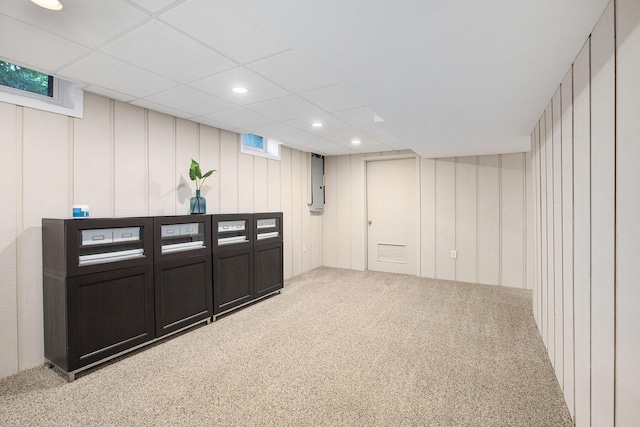 3509 Sulgrave Pl, Ann Arbor, MI 48105 - finished below grade area with carpet flooring, recessed lighting, and electric panel
