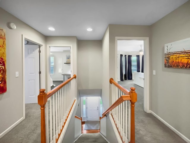 4315 Astoria Ave SE, Grand Rapids, MI 49512 - staircase with carpet flooring, baseboards, and recessed lighting