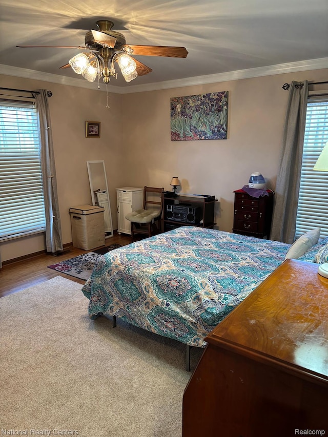 14764 Brewster Ct, Shelby Twp, MI 48315 - bedroom featuring ornamental molding and ceiling fan