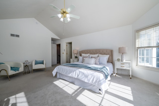 2184 Winters Way, Saint Joseph, MI 49085 - bedroom with carpet, ceiling fan, and high vaulted ceiling