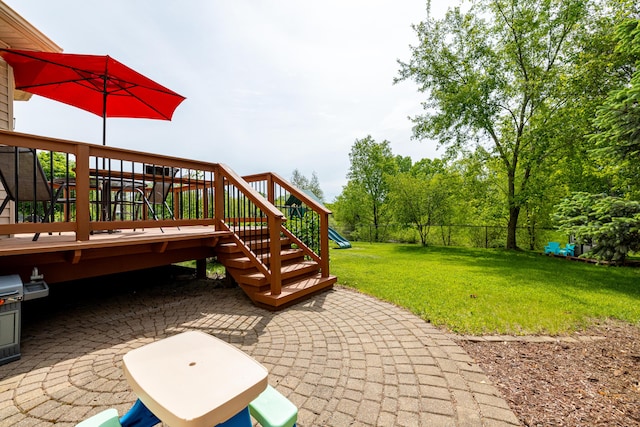 1743 Savannah Ln, Ypsilanti, MI 48198 - view of patio with a wooden deck and stairway