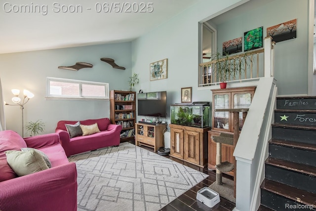 36335 Weideman St, Clinton Township, MI 48035 - living room with vaulted ceiling and wood finished floors