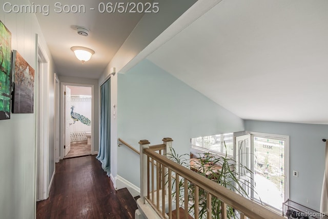 36335 Weideman St, Clinton Township, MI 48035 - hallway featuring wood finished floors, an upstairs landing, and baseboards