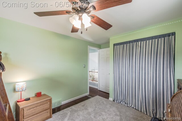36335 Weideman St, Clinton Township, MI 48035 - carpeted bedroom featuring baseboards and a ceiling fan