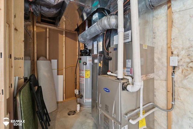 9416 Sunrise Ln, Davison, MI 48423 - utility room with gas water heater and heating unit