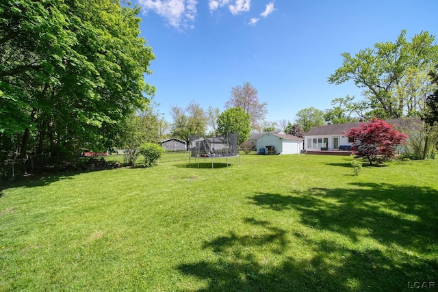 962 Vine St, Adrian, MI 49221 - view of grassy yard featuring a trampoline