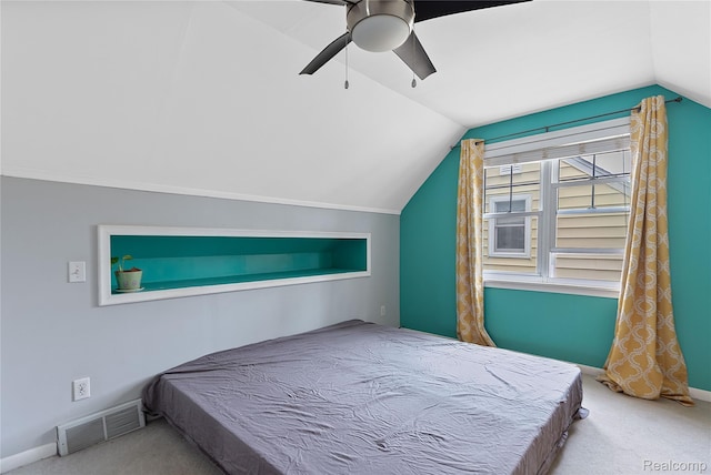 717 N Vermont Ave, Royal Oak, MI 48067 - carpeted bedroom with lofted ceiling, ceiling fan, and baseboards