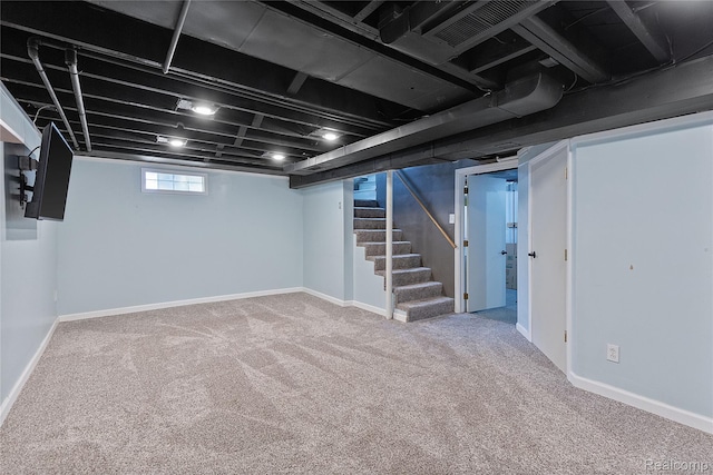 717 N Vermont Ave, Royal Oak, MI 48067 - basement with carpet flooring, stairs, and baseboards