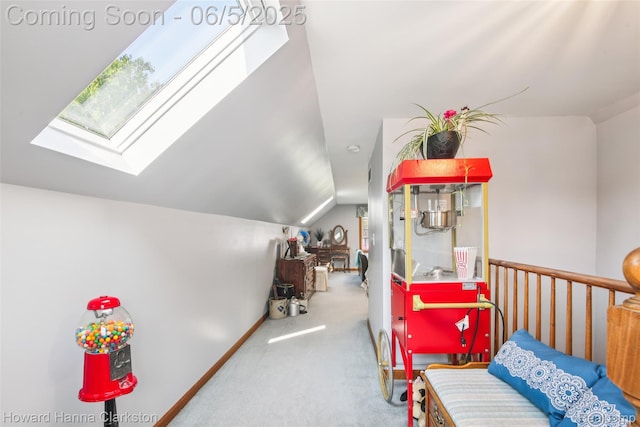 3414 Gregory Rd, Lake Orion, MI 48359 - carpeted bedroom featuring a skylight, vaulted ceiling, and baseboards