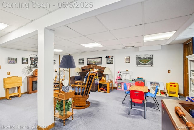 3414 Gregory Rd, Lake Orion, MI 48359 - game room with carpet floors and a paneled ceiling