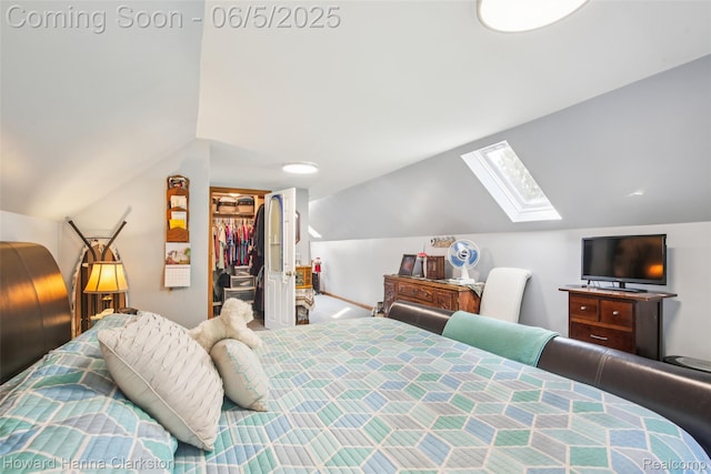 3414 Gregory Rd, Lake Orion, MI 48359 - bedroom with a skylight, vaulted ceiling, a walk in closet, a closet, and carpet