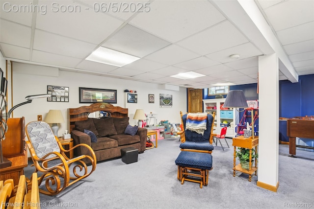 3414 Gregory Rd, Lake Orion, MI 48359 - carpeted living area featuring a paneled ceiling