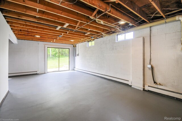 2680 N Lake George Rd, Metamora, MI 48455 - below grade area with a baseboard heating unit and concrete block wall