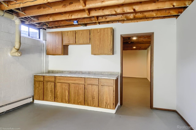 2680 N Lake George Rd, Metamora, MI 48455 - below grade area featuring a baseboard heating unit and concrete block wall