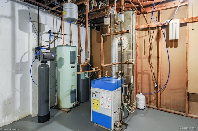 2680 N Lake George Rd, Metamora, MI 48455 - utility room featuring electric water heater and a heating unit