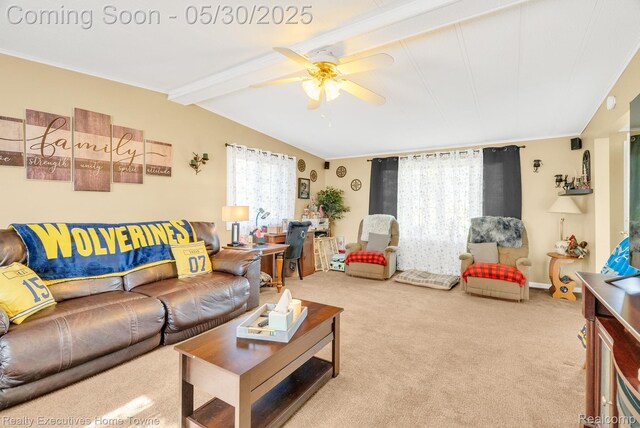 3889 Wadhams Rd, Clyde, MI 48049 - carpeted living area with a ceiling fan