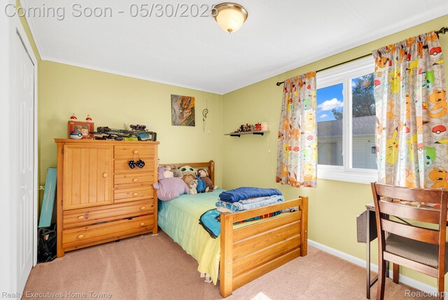 3889 Wadhams Rd, Clyde, MI 48049 - carpeted bedroom featuring baseboards and ornamental molding