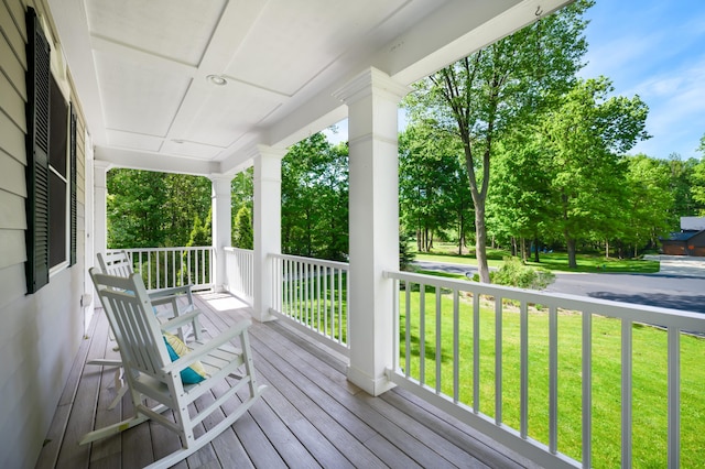 1796 Stockbridge Path, Saint Joseph, MI 49085 - wooden porch featuring a lawn