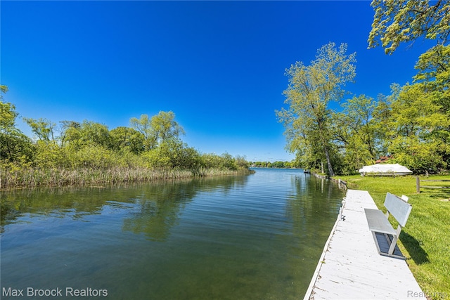 6863 Brightwood Ct, Waterford, MI 48327 - dock featuring a water view and a yard