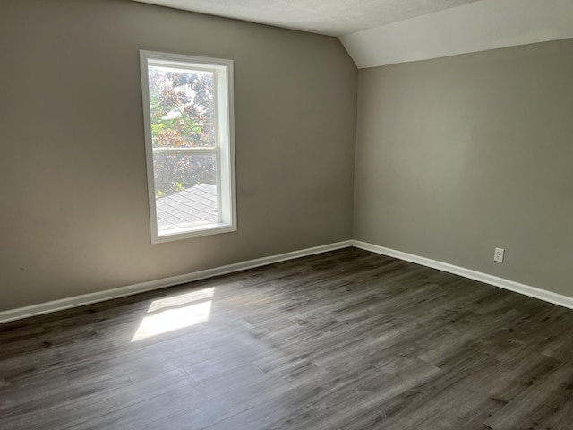 911 Muskegon Ave NW, Grand Rapids, MI 49504 - spare room featuring dark wood finished floors, baseboards, and vaulted ceiling