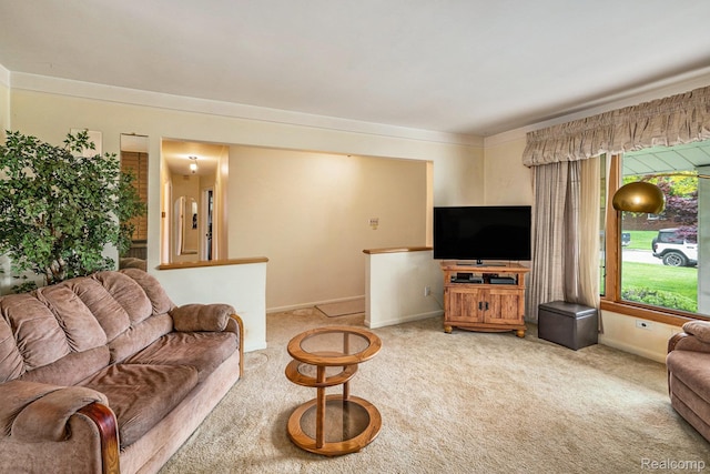 6439 Rockdale Ct, Dearborn Heights, MI 48127 - living room featuring light carpet and baseboards