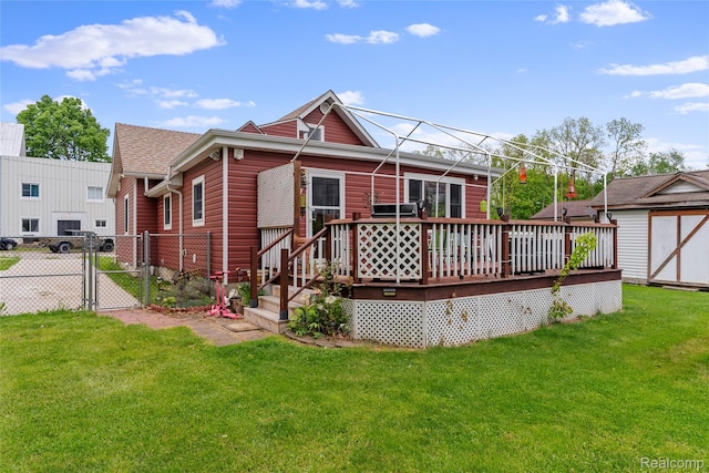 306 Hamilton St, Byron, MI 48418 - rear view of property with a gate and a wooden deck
