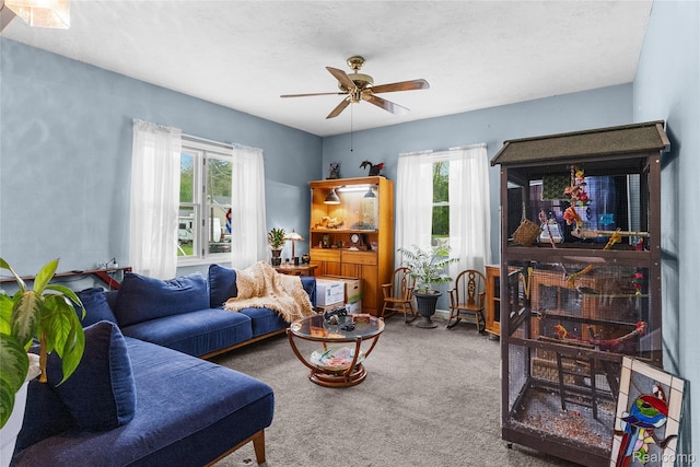 306 Hamilton St, Byron, MI 48418 - carpeted living room with a ceiling fan