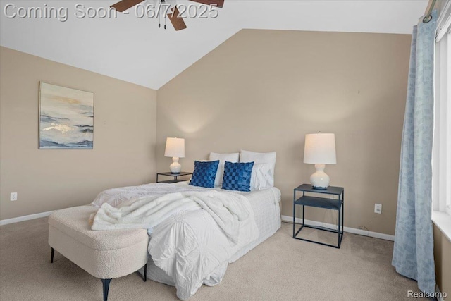5602 Adderstone Dr, Clarkston, MI 48346 - bedroom with carpet flooring, lofted ceiling, baseboards, and a ceiling fan