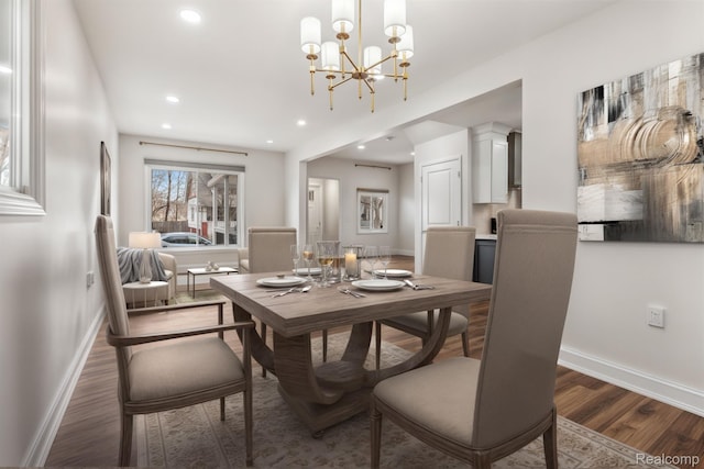 2547 Seyburn St, Detroit, MI 48214 - dining area with wood finished floors, baseboards, recessed lighting, and a chandelier