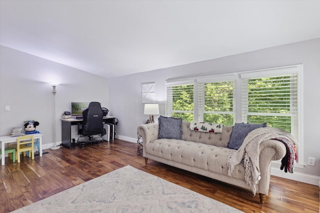 5885 Lammers Rd, Hastings, MI 49058 - living area with an office area, baseboards, and wood finished floors