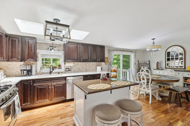 5885 Lammers Rd, Hastings, MI 49058 - kitchen with stainless steel appliances, a skylight, plenty of natural light, and a sink