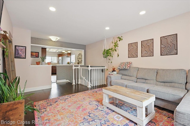 23850 Barfield St, Farmington, MI 48336 - living area featuring wood finished floors, recessed lighting, and baseboards