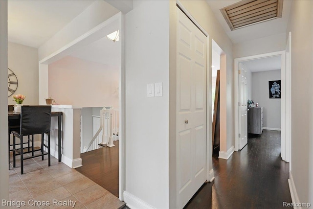 23850 Barfield St, Farmington, MI 48336 - hall with an upstairs landing, baseboards, and wood finished floors
