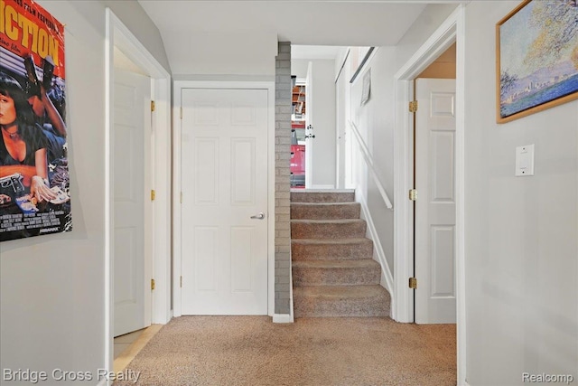 23850 Barfield St, Farmington, MI 48336 - hallway featuring light colored carpet and stairs