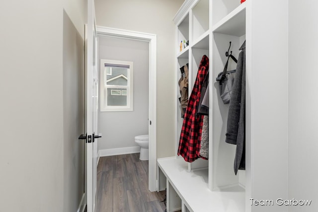 1757 Julienne Ct, Byron Center, MI 49315 - mudroom featuring dark wood-type flooring and baseboards
