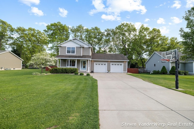 2567 Chippewa Trl, Muskegon, MI 49445 - traditional-style house with a garage, driveway, and covered porch